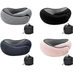 Virtcooy Travel Neck Pillow Atmiņas putas | Kakla spilvens ceļojumiem, lidmašīnas galvas balsts, ceļojumu kakla spilvens un lidmašīnu ceļojumu pamatlietas un ceļojuma piederumi ar uzglabāšanas somu