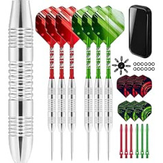 FENOHREFE Dart-Set mit Stahlspitze, PET-Dartpfeile, Aluminium-Schäfte, Eisen-Barrels, robuste Spitze, mit Aufbewahrungsbox für Anfänger, professionelle Dartpfeile mit Metallspitze