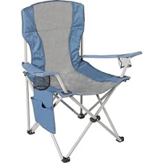 Homecall Folding Camping Chair with Side Pocket - (Grey/Blue)