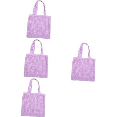 SHERCHPRY Pack of 4 ažūra trikotāžas soma Sieviešu soma Rokassoma Plecu soma Trikotāžas Tamborēta Tote Bag Dobs Hobo Bag Rokassomas Miss Polyester Beach Bezpajumtnieku soma