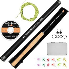 AnglerDream Tenkara Fishing Rod Set 30T Carbon Fiber Telescopic Fly Rod with Furled Line Flies