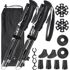 Anbte Hiking Poles 2 Nordic Walking Poles Made of 7075 Aluminium Foldable Trekking Poles Ultralight Telescopic Hiking Pole with 5 Pairs of Rubber Buffer EVA Foam Handle for Trekking Hiking