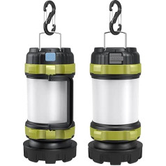 AlpsWolf Camping Lantern Rechargeable 2 Pack Camping Torch 4000 Capacity Power Bank 6 Modes LED Lantern Camping Hiking Outdoor Leisure Activities USB Charging Cable Included