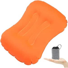 AIJIA Inflatable Camping Pillow, Ultralight Inflatable Travel Pillow, Compressible Ergonomic Pillow, for Neck and Lumbar Support, orange, Travel pillow