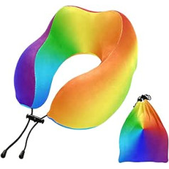 YOUJUNER Travel Pillow Colourful Rainbow Print Memory Foam Neck Pillow Support Pillow Neck Pillow