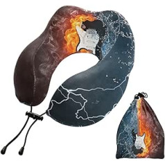 YOUJUNER Travel Pillow Galaxy Music Guitar Memory Foam Neck Pillow Support Spilvens Kakla spilvens