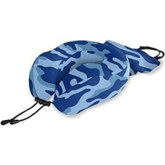 QMIN Travel Pillow Navy Camouflage Print Atmiņas putu kakla spilvens U formas spilvens Ergonomisks kakla spilvena ceļojumu komplekts tālsatiksmes lidmašīnu automašīnas vilcienam