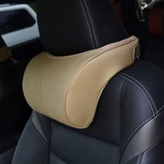 CLCTOIK Car Neck Pillow Leather Car Headrest Cushion Car Cushion Black Coffee Beige