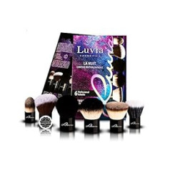 Luvia Cosmetics - La Nuit Kabuki - Kosmētikas kosmētikas otu komplekts Kabuki - Ierobežots izdevums eleganti melnā krāsā - Ar mīlestību un tradicionāli roku darbs - Vegāni un dabiski mati