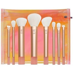 Real Techniques The Wanderer Makeup Midi Size Brush Set Premium Professional Mīksto Bristle Foundation Powder Korektoru otu komplekts 9 gabali Gold