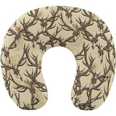 Vintage Deer Skull Travel Pillow Pārnēsājams kakla spilvens U-veida spilvenu automašīnas galvas balsts sievietēm vīriešiem