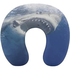 Great White Shark Travel Pillow Pārnēsājams kakla spilvens U formas spilvena automašīnas galvas balsts vīriešiem un sievietēm