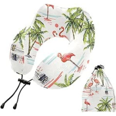 MCHIVER Flamingos Nackenkissen zum Schlafen, Memory-Schaum, Reisekissen mit Aufbewahrungstasche, verstellbar, weiches Kopf- und Nackenstützkissen für Zuhause, Büro, Reisen, Flug, Auto, Reiseutensilien