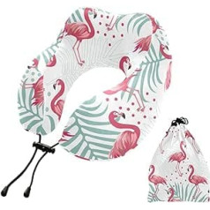 MCHIVER Flamingo Neck Pillow for Sleeping, Memory Foam Travel Pillow with Storage Bag, Adjustable, Soft Head and Neck Support Pillow for Office, Travel, Flight, Car, Home, Travel