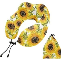 YOUJUNER Reisekissen Blume Sonnenblume Floral Memory Foam Nackenkissen Stützkissen Nackenkissen