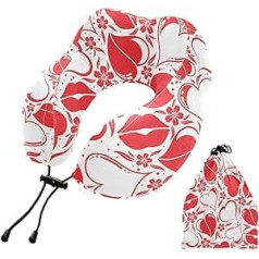 MCHIVER Herz Valentine Nackenkissen zum Schlafen Memory Foam Reisekissen mit Aufbewahrungstasche Adjustale Weiche Kopf Hals Unterstützung Kissen für Auto Home Office Reisen Flug Reise Essentials