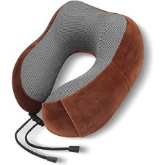 ZONEWD Travel Pillow, Ideal for Travel, Office and Home, Neck Pillow with Supporting Function, Neck Pillow with Egornomic Design, Soft Neck Support Pillow, Coffee, Type 1