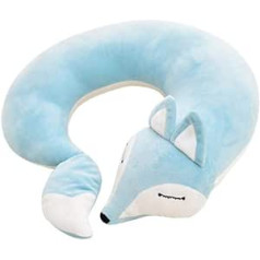 UKKD Travel pillow, neck pillow, cartoon animal shape, U-shaped pillow, cute fox pattern pillow, protect the throat spindle
