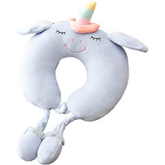 ADSFG Travel Neck Pillow Portable Cute Cartoon Children's Travel Pillow Pinch Hand Makes Ears Moves Grey