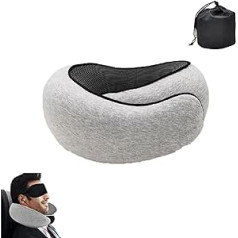 Wander Plus Travel Pillow, Wander Plus Travel Neck Pillow, Memory Foam Travel Neck Pillow, Wander Plus Neck Pillow for Sleeping Travel Hiking, lightgrey