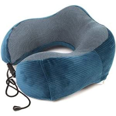 TEmkin Travel Neck Pillow atmiņas putu spilvens ar regulējamu siksnu un mīkstu pārsegu, kas ideāli piemērots braucieniem ar lidmašīnu, vilcienu un automašīnu