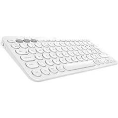 Logitech K380 Wireless Bluetooth keyboard, multi-device & Easy-Switch feature, Windows and Apple Shortcuts, PC / Mac / Tablet / Mobile Phone / Apple iOS + TV, Italian QWERTY layout - White