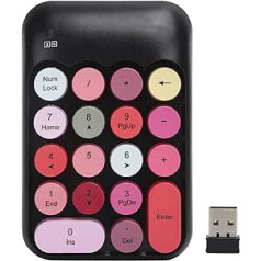 Mehāniskā ciparu tastatūra, 2,4 G bezvadu 18 taustiņu ciparu tastatūra, jauktu krāsu jauka retro ciparu tastatūra personālajam datoram, klēpjdatoram, piezīmjdatoram utt. (melnā un rozā krāsā)