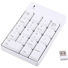 Joyzan USB ciparu tastatūra, bezvadu paliktņi, pārnēsājama mini ciparu tastatūra, ārējā ciparu tastatūra, 18 taustiņi klēpjdatoram, personālajam datoram, galddatoram, piezīmjdatoram, finanšu uzskaite [balts]