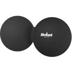 Duoball dvigubas masažo kamuolys 6,2cm, juodos spalvos, silikoninė medžiaga, REBEL ACTIVE