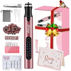 Elitlife Electric Nail File, Nail Cutter for Gel Nails, 12-in-1 Professional Electric Nail File, USB Manicure, Pedicure Set with Sanding Bands and Nail Drills for Nail Studio, DIY, Travel (Pink)