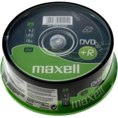 dvd+r 4,7gb, 25 vnt. susitraukiančioje pakuotėje. įrašymo greitis 16x, 120 min. skirta daugialypės terpės įrašymui.