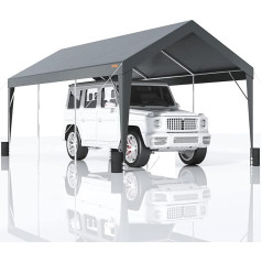 VEVOR Upgraded 3.0x6.1 m Heavy Duty Carport Car Canopy, auto piestātne garāžai laivu nojume Party Tents ar 8 pastiprinātiem stabiem un 4 svara maisiem, UV izturīgs ūdensnecaurlaidīgs brezents SUV, kravas automašīnai, laivai