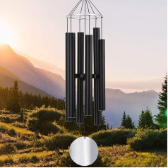 RSTTY Wind Chimes Āra Lieli dziļi toņi Liels vēja zvans Pārsteidzošs izskats Relaksējošs nomierinošs zems bass Kapu piemiņas memoriāls sēru bērns mammai tētim Melns