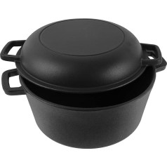 WELL GRILL 2 in 1 holandiešu cepeškrāsns piederumu komplekts, čuguna katls ar vāku, uguns katls, maizes cepšanas forma Weber, Burnhard un lielākajai daļai gāzes grilu, BBQ Camping Garden, 5QT