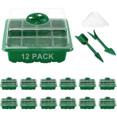 XINYA BAO 12 Packungen Saatgut-Starter-Tablett, Samen-Starter-Set, mit einstellbarer Luftfeuchtigkeit, für Samen, Anzucht von Pflanzen, Keimschalen, Mini-Gewächshaus-Keimschalen.