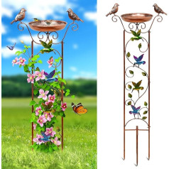 100 cm putnu vanna ar režģi augiem, metāla putnu vanna, āra dārza putnu vanna, augsta putnu vanna ar noņemamu antīko dzelzi (krāsa, Kolibri)
