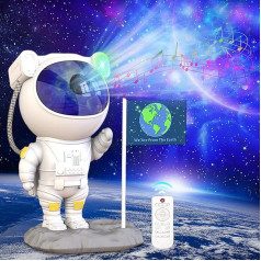 Qxmcov LED zvaigžņotās debess projektors Astronauts, galaktikas nakts gaisma ar taimeri/ tālvadības pulti/Bluetooth skaļrunis, zvaigžņu projektors bērniem, zvaigžņu gaismas projektors bērnu ballīšu dāvanām