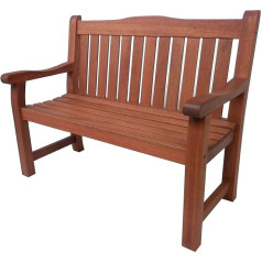 BrackenStyle Boston Wooden Garden Bench for 2 People - 1 Outdoor Seat - Durable Hardwood Furniture, Ergonomic Backrest - Length 120cm
