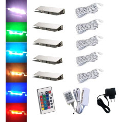 ACCE LED RGB stikla malu apgaismojums Stikla grīdas apgaismojums Vitrīnas apgaismojums Spoguļu vitrīnas apgaismojums Spoguļu klips Stikls Augstākās kvalitātes spogulis Nerūsējošais tērauds (5 gab.)