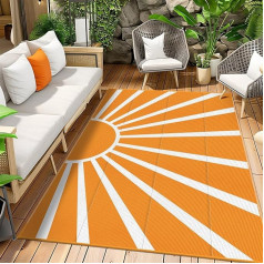 KONYXALU Outdoor-Teppich, 12,7 x 20,3 cm, wasserdicht, Kunststoff, Strohteppich, tragbar, groß, wendbar, für Balkon, Wohnmobil, Camping, Hinterhof, Strand, Terrasse, Pooldeck (Orange B)