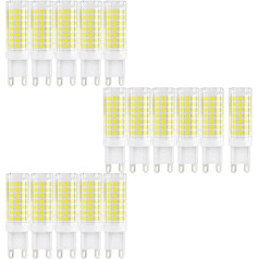 BANGSHUO Pack of 16 G9 LED spuldzes, 9W (85W ekvivalents), bez apgaismojuma, auksti balta 6000K, 850 lūmeni G9 AC220-240V, 360 grādi