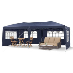 LEMROE Āra lapene Pavillon 3x6 Faltpavillon, Wasserdicht Stabil mit 6 Seitenteilen, Gartenlauben Partyzelt mit UV-Schutz, Gartenpavillon für Hochzeiten Pavillon für Garten, Festival (blau)