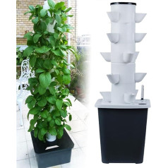 Generisch Hydroponics Tower Garden 30 podi - Augšanas sistēma garšaugiem, augļiem, dārzeņiem - Aeroponics komplekts ar sūkni, adapteri, taimeri, tīkla podiem - iekštelpu hidroponiskā audzēšanas sistēma