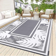 HiiARug Outdoor-Teppich für Terrassen, 1,8 x 2,7 m, Kunststoff, Strohteppich, wasserdicht, für Terrasse, Veranda, wendbar, Wohnmobil-Matte, Outdoor-Bereich, Teppiche für den Außenbereich, Wohnmobil,