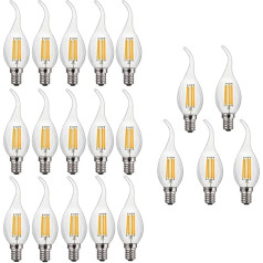 ZYUJIA E14 6W Dimmable LED spuldzes (ekvivalents 60W) 20 Packs C35 LED Candle Bulb 600LM 2700K Warm White Vintage Light Bulb Enerģijas taupīšanas kandelabra lampas 360° gaismas leņķis