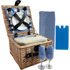 Picknickkorb-Set für 2 Personen mit isoliertem Innenfutter, wasserdichter Decke, Weinbeutel und Besteck-Service-Kit – ideal für Camping, Hochzeiten und Valentinstagsgeschenke