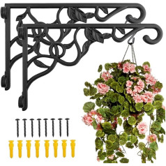 Fashion&cool Hanging Plant Brackets 2 Pack 13 Inch Hand Forged Wall Bracket Durable Rust Resistant Hummingbird Heavy Duty Plant Hanger Lantern Wind Chimes