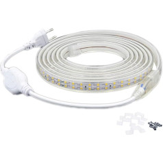 FOLGEMIR 12 m LED lente - auksti balta, 2835 SMD 180 LED/m lente, 220 V 230 V spilgts apgaismojums, IP65 ūdensizturīga (auksti balta, 12 m)