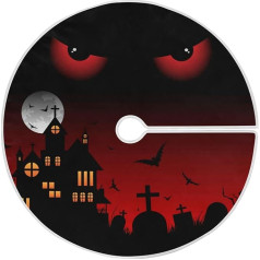 Helovīna eglītes svārki Halloween Spooky pils Ziemassvētku eglītes svārki Cemetery Bats Moon 36 In Halloween Holiday Party Xmas Tree Skirts Stand Floor Door Mat for Indoor Outdoor Home Office Ornaments