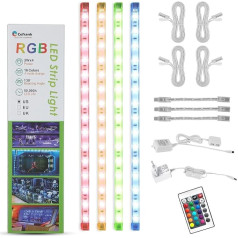 Cefrank Vitrīnas apgaismojums LED 4 x 30 cm izvelkamas RGB LED gaismas lentes - virtuves apgaismojuma komplekts - ES kontaktdakša - tālvadības pults, daudzkrāsains